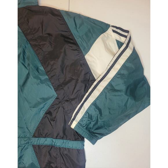 Vintage Adidas Windbreaker Track Jacket 1/2 Zip Nylon Retro Y2K Drawstring Waist - Picture 15 of 16